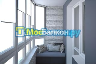 Остекление лоджии и обшивка искусственным камнем